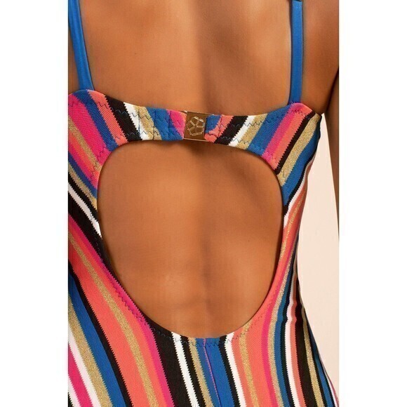 Trina Turk LUX PIQUE STRIPE‎ BANDEAU MAILLOT ONE PIECE - Picture 3 of 6